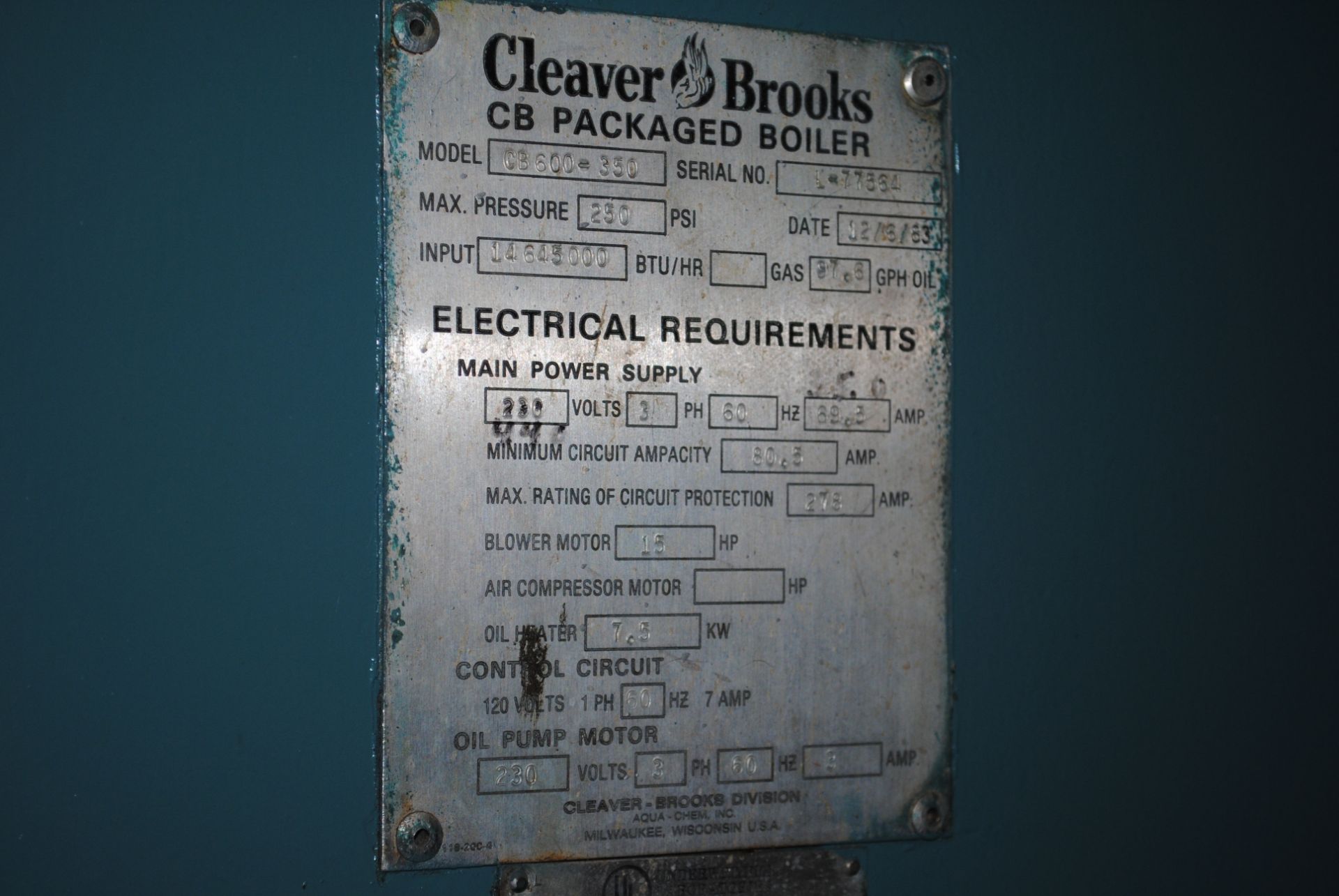 Clever Brooks CB600-350 Packaged Boiler - Image 2 of 6