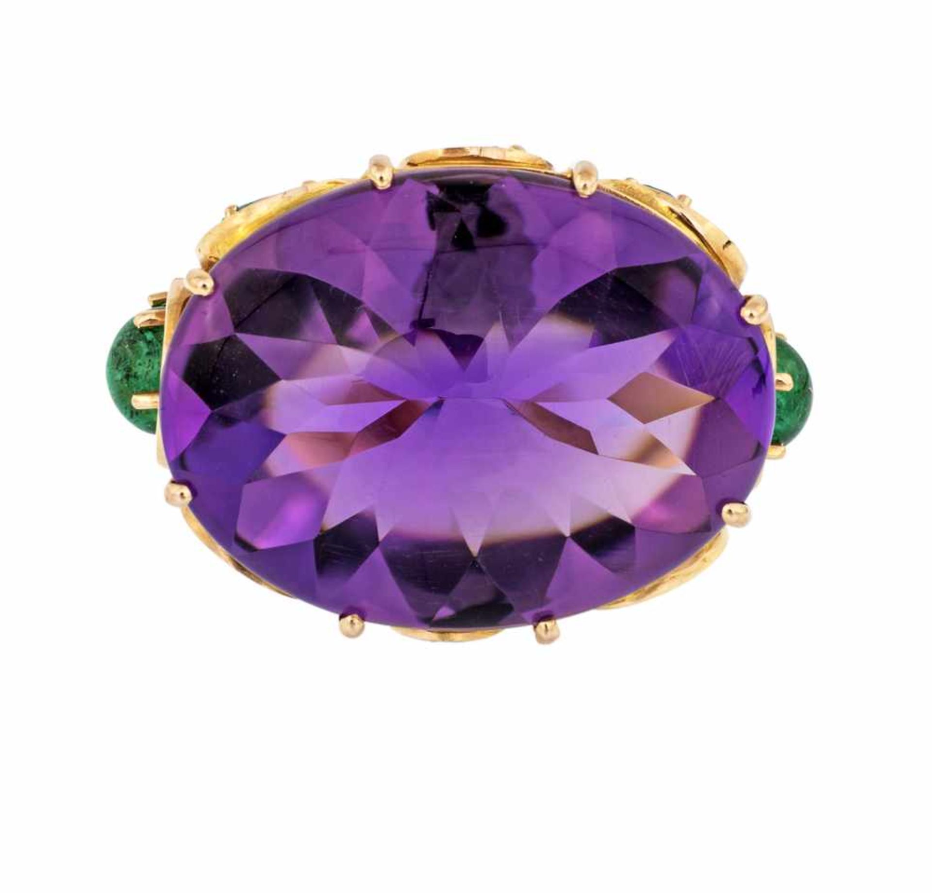 ANELLO A ORO ROSA CON AMETISTA E SMERALDI| AMETHYST AND Anello in oro rosa 18 kt con grande ametista - Bild 2 aus 3