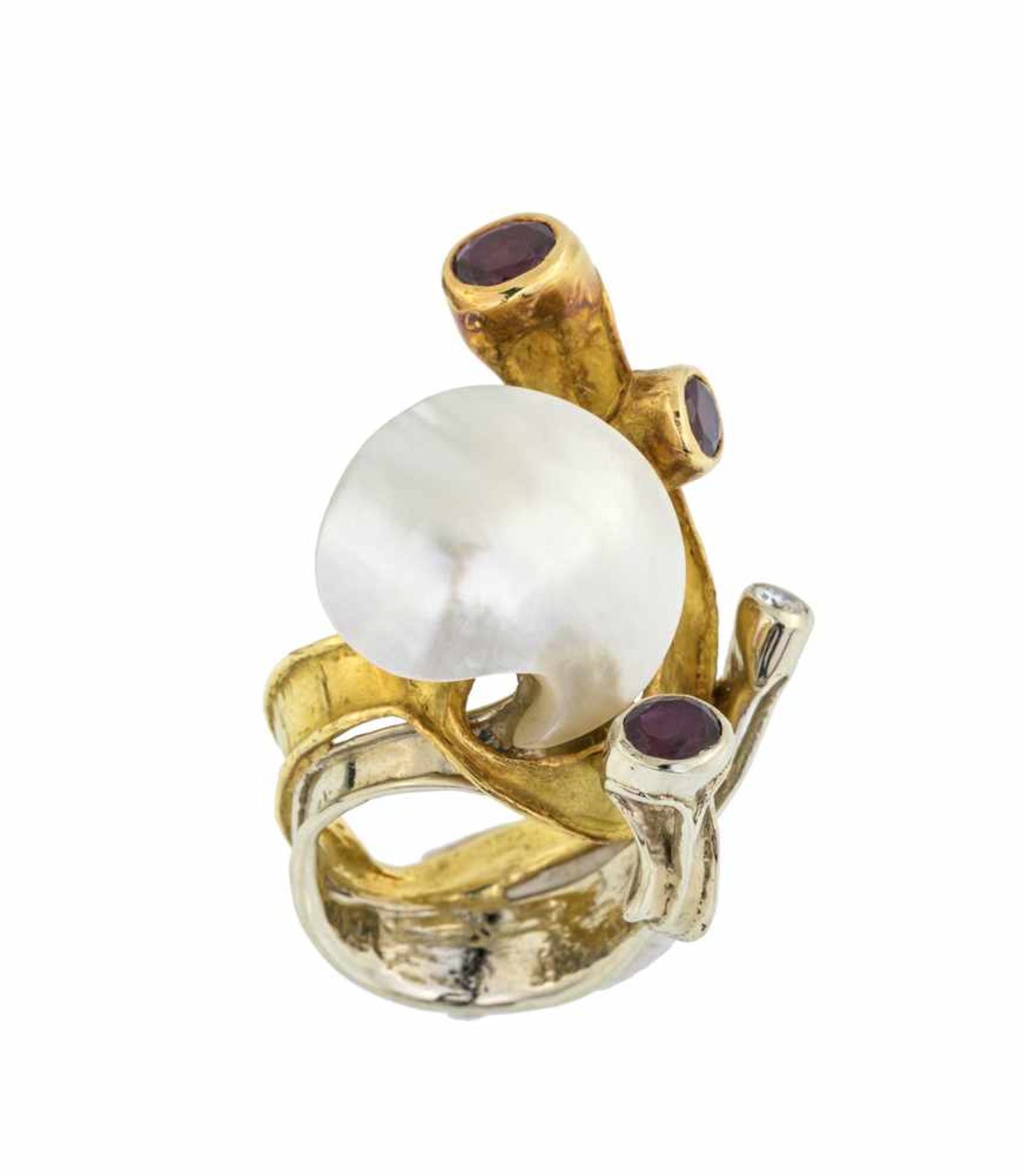 ANELLO SCULTURA, GIANSANTI ROMA| GIANSANTI ROMA Anello scultura in oro giallo e bianco 18 kt per