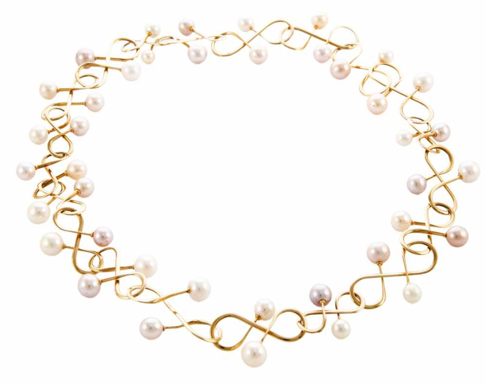 COLLANA IN ORO ROSA CON PERLE FRESHWATER| ROSE GOLD Collana in oro rosa 18 kt con perle