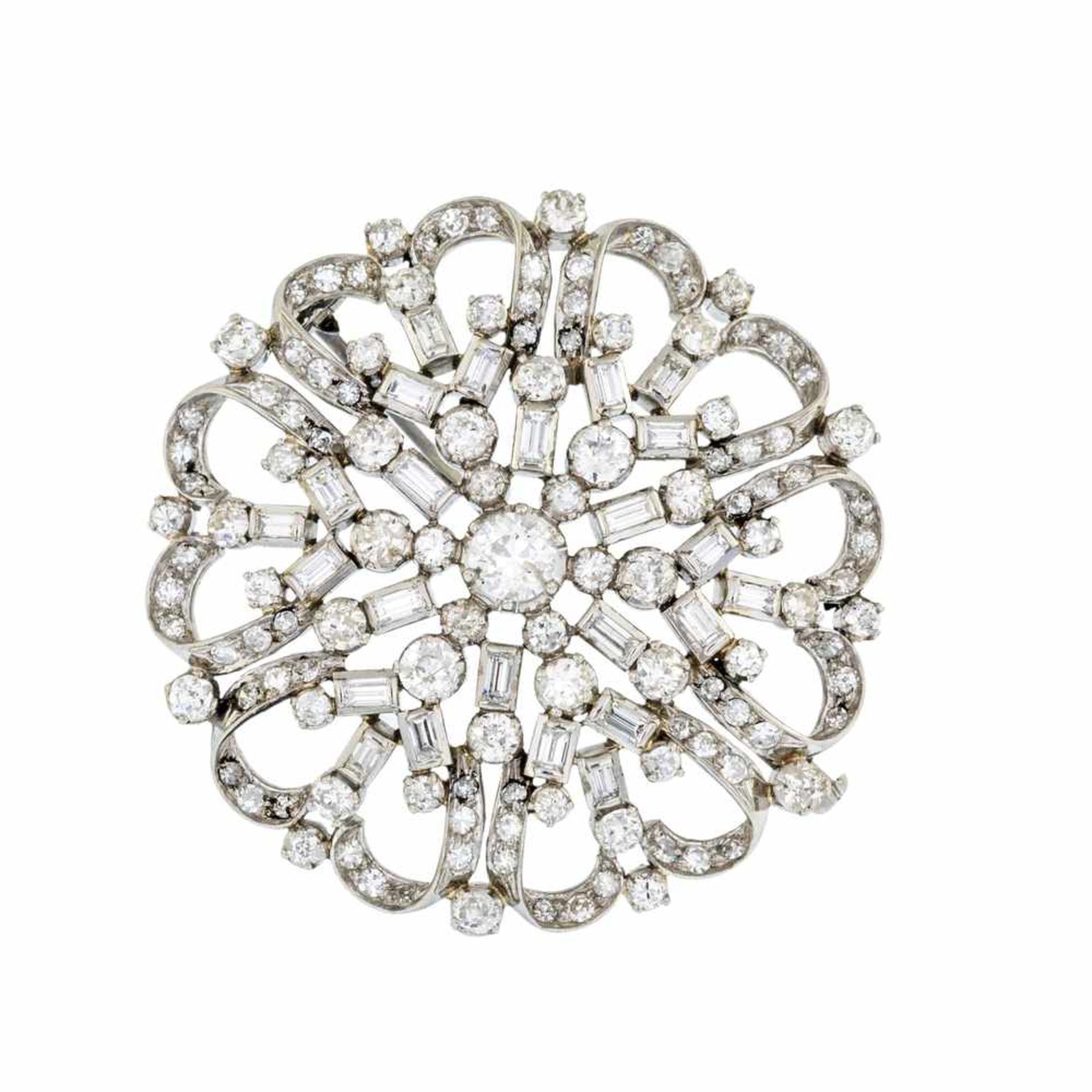 SPILLA IN ORO BIANCO CON BRILLANTII| WHITE GOLD BROOCH Spilla in oro bianco 18 kt con brillanti