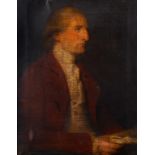 English school, 18th century, a half length portrait of a gentleman wearing a red coat,