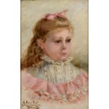 A Kainiel Lund, a bust portrait of a young girl Blanche Tess, oil on canvas, signed,