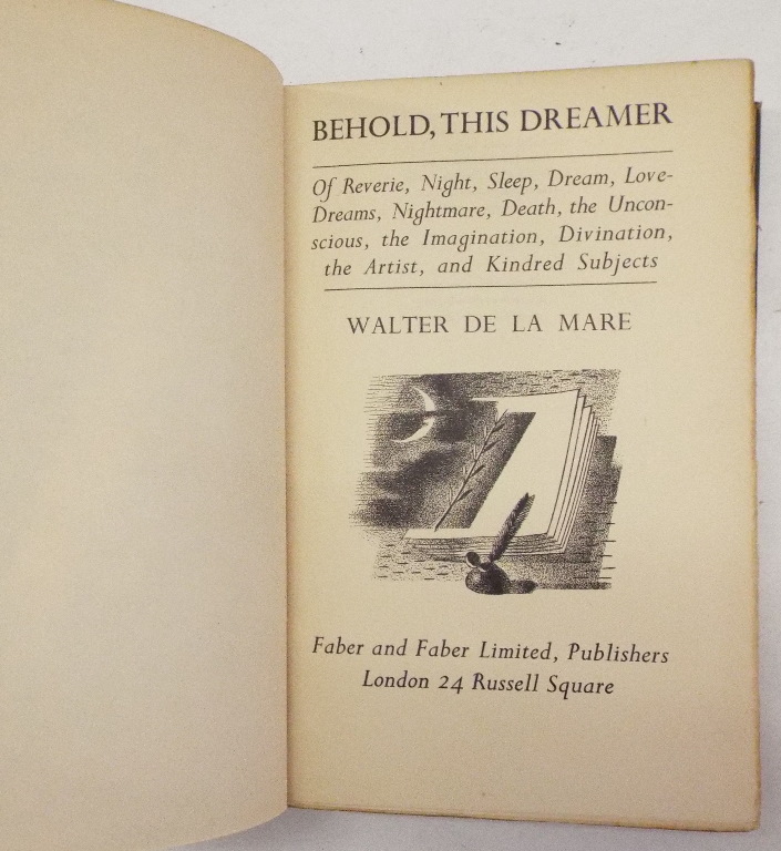 WITHDRAWN: De La Mare (Walter) Behold This Dreamer, London 1939, - Image 3 of 4