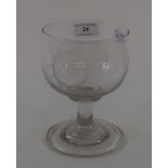 A large 19th century glass rummer, initialled JP, 16.