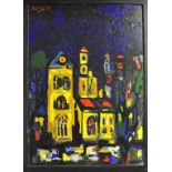 Manner of Francis Newton Souza, a church, gouache, bears a signature and dated 59,