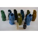 A collection of nine assorted Dartmouth Pottery glug jugs, two others similar, other ceramics,