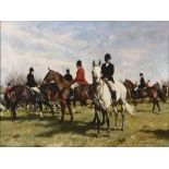 Sam Marriott, the hunt gathering before the off, oil on board, signed,