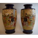 A pair of large Japanese Satsuma vases, decorated figures, 45 cm high,