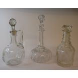 An etched glass decanter, decorated the grape and vine, 31 cm high,