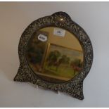 An Edwardian silver strut mirror, inscri