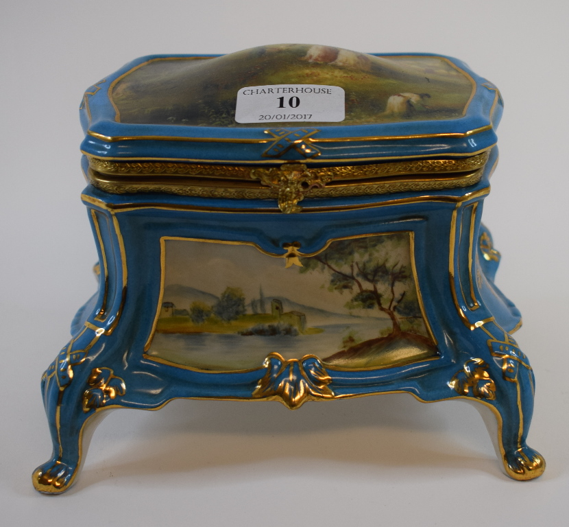 A Sevres style box, 18 cm wide