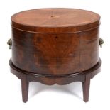 An oval mahogany wine cooler, with inlai