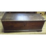 An elm six plank coffer, initialled F C