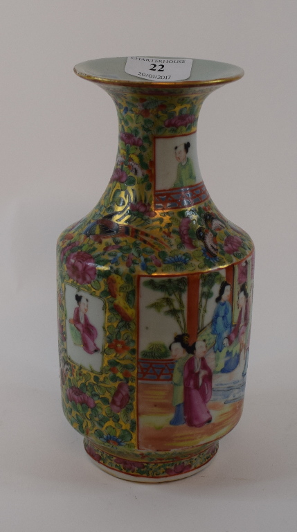 A Chinese porcelain Canton vase, decorat