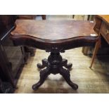 A Victorian burr walnut card table, with