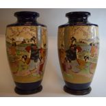 A pair of large Japanese Satsuma vases,