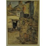 Edith M Harms, a street scene, pastel on