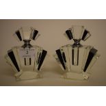 A pair of Art Deco style glass scent bot