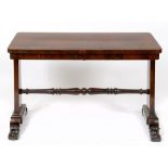 An early Victorian rosewood table, on ta