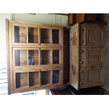 A stripped pine kitchen dresser, having