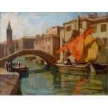 Knut Norman, a Venetian canal scene, oil