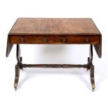 A Regency mahogany sofa table, crossband