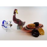 A Porcelaine De Paris duck, decorated fl