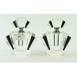 A pair of Art Deco style glass scent bot