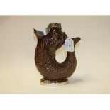 A Victorian earthenware glug glug jug, w