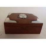 A silver mounted leather box, marks indi