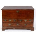 An 18th century oak mule chest, 117 cm w