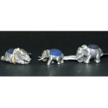 Three silver novelty elephant pincushion