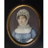 An oval bust portrait miniature, of a la