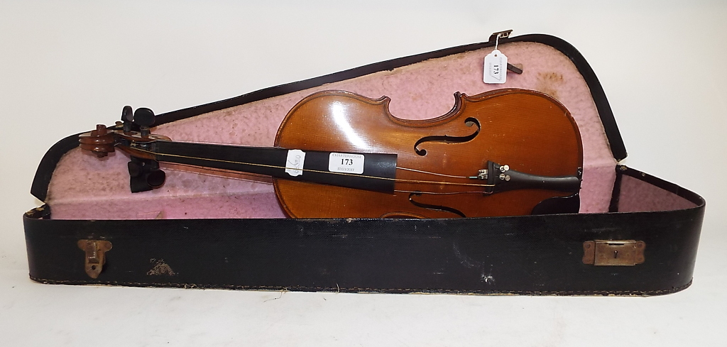 A violin, with a 14¼ inch two piece back