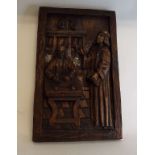 A pine panel, carved a scholar and his s