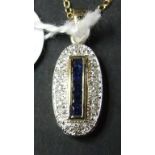 An Art Deco style 9ct gold, sapphire and