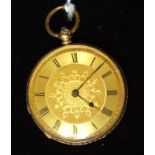 An 18ct gold open face fob watch, with e