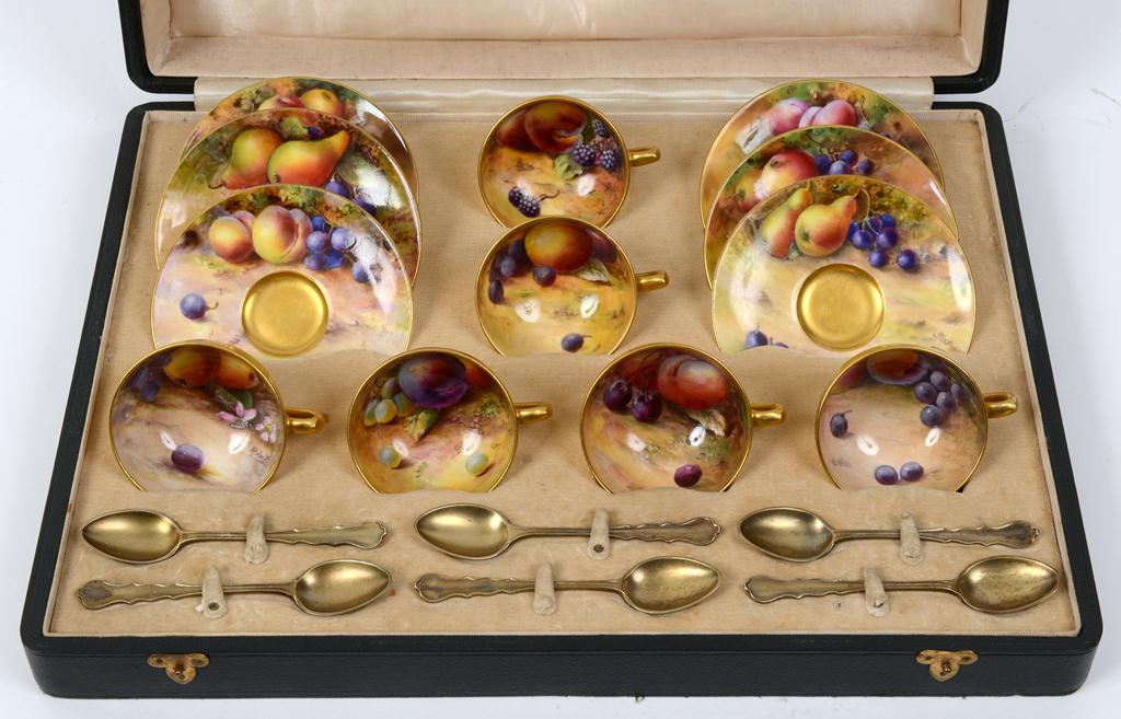 A set of six Royal Worcester cabinet cup