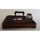 A Regency rosewood inkstand, 30.5 cm wid