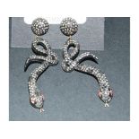 A pair of 9ct gold and silver snake earr