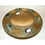 A brass comport, set pietra dura panels,