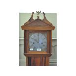 A dwarf longcase clock, the 18 cm square hammered dial with Roman numerals, in a yew case,