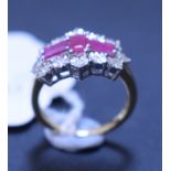 A 9ct gold ruby and diamond ring, approx.