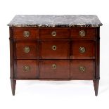 A Continental chest, of three graduated long drawers, with a marble top,