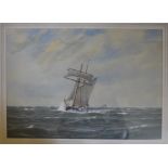 George Stanfield Walters, sailing vessels in a swell, watercolour, signed,