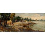 Kamel Moustafa, life on the Nile bank, oil on board, signed,