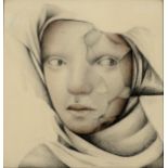 Carmen Aldunat, The Woman in the Shawl, graphite and pastel on paper, signed and dated 1976,