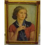 Mohammed Hassan, a portrait of a lady, oil on board, signed,