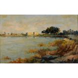 Kamel Moustafa, a Nile scene, oil on board, signed,